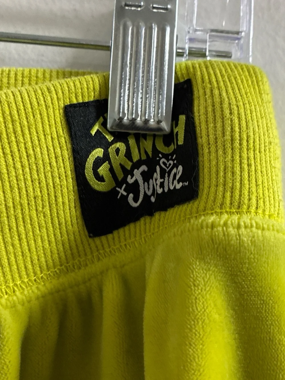 Justice Lime Green Sweatpants with Red Drawstring and Black Side Graphic